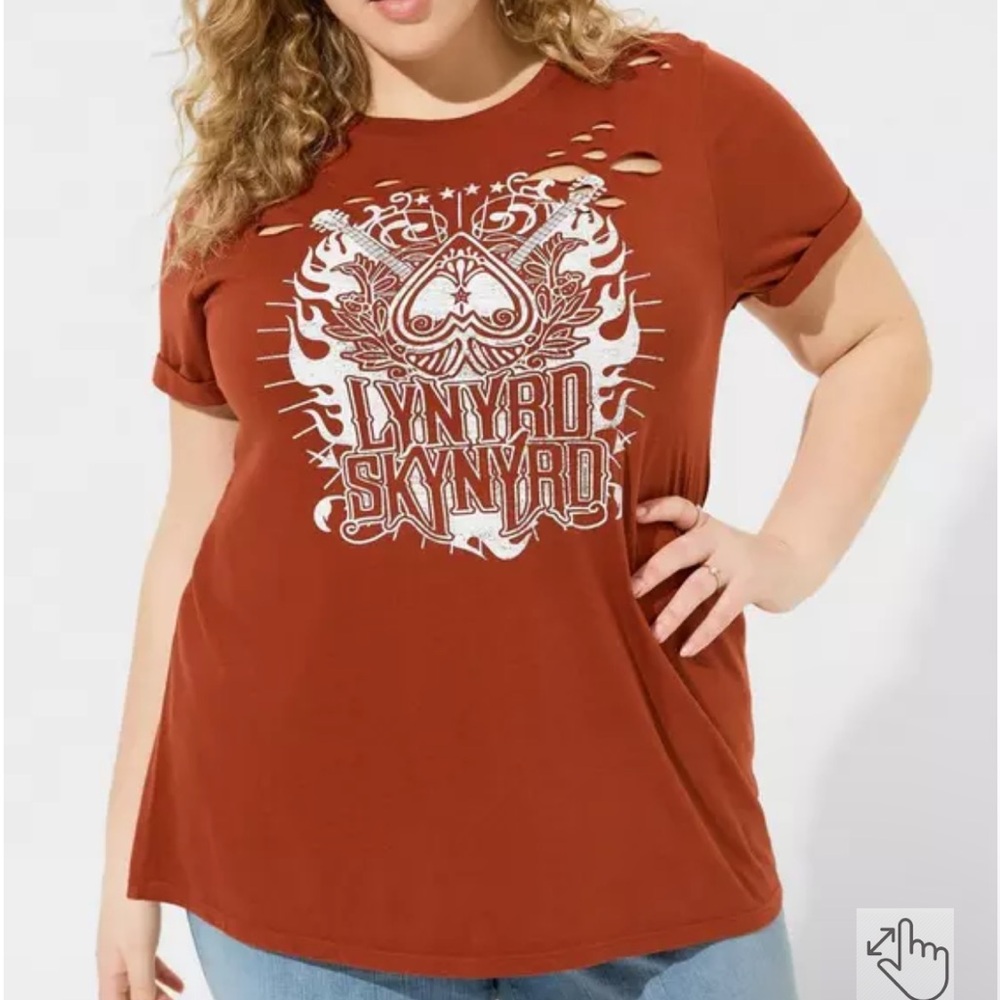 NWT Torrid Graphic Relaxed Tee in Brown and Orange - Picture 2 of 7